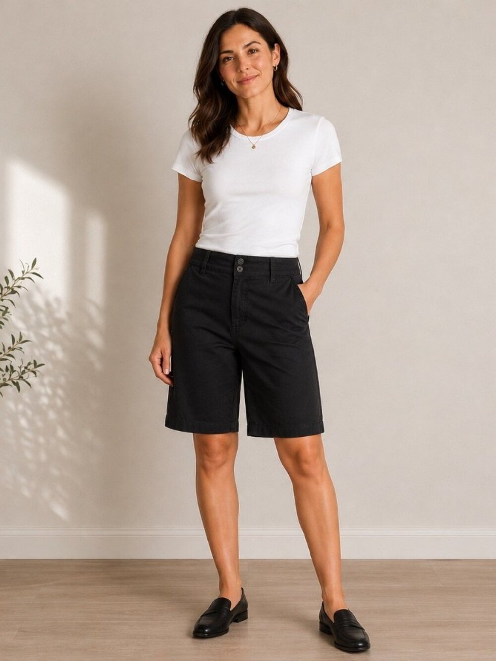 Eileen Fisher Cotton Stretch Poplin Bermuda Shorts